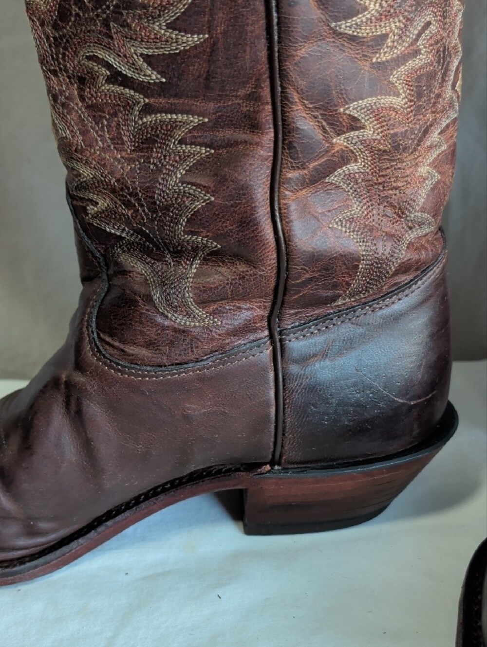 Women's Tony Lama Dark Brown Embroidered Leather Western Boots Sz 9b - Picture 11 of 12